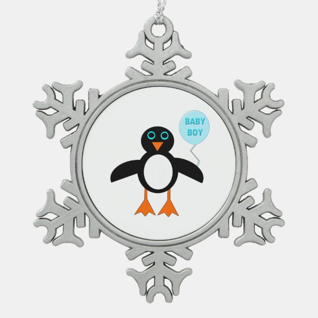 Flocon De Neige Bébé Bleu mou Boy Penguin Ornement (Devant)