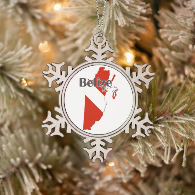 Flocon De Neige Bélize Plongée Drapeau Noël Ornement (Arbre)