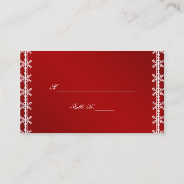 Flocon de neige blanc rouge Mariage d'hiver Cartes (Devant)