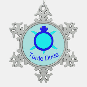 Flocon De Neige Bleu clair Turtle Dude Ornement