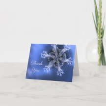 Flocon de neige bleu et blanc plié Carte de remerc
