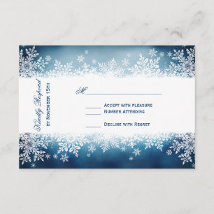 Flocon de neige bleu Fête de mariage RSVP Cartes