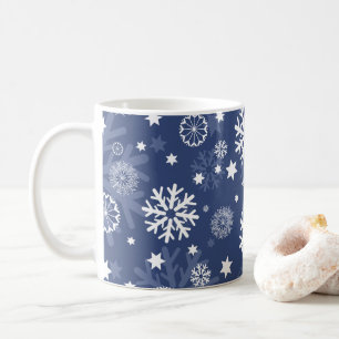 Flocon de neige bleu moderne Mug café de Noël