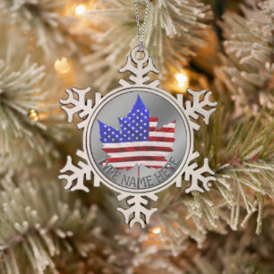 Flocon De Neige Canada États-Unis Ornement États-Unis Canada Ornem