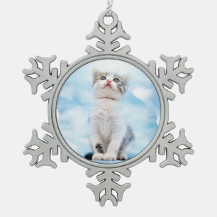 Flocon De Neige Cat Memorial Custom Pewer Snowflake Ornement