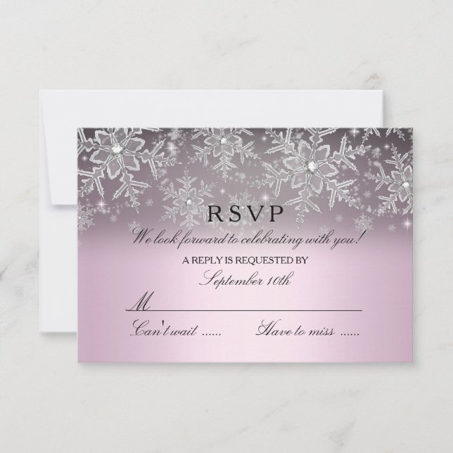 Flocon de neige cristal rose RSVP Hiver (Devant)