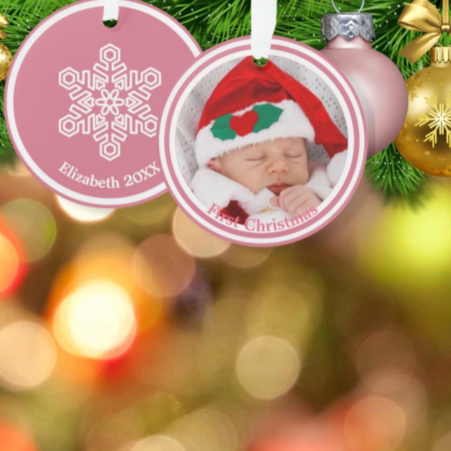 Flocon de neige de Noël du premier bébé sur fond r (Créateur téléchargé)