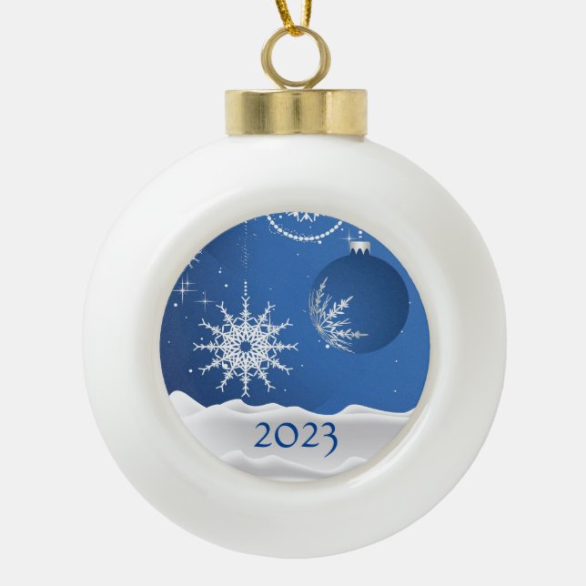 Flocon de neige de Noël Ornement 2023 Ajouter un n (Devant)