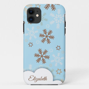 Flocon de neige de Noël sur le coque iphone bleu