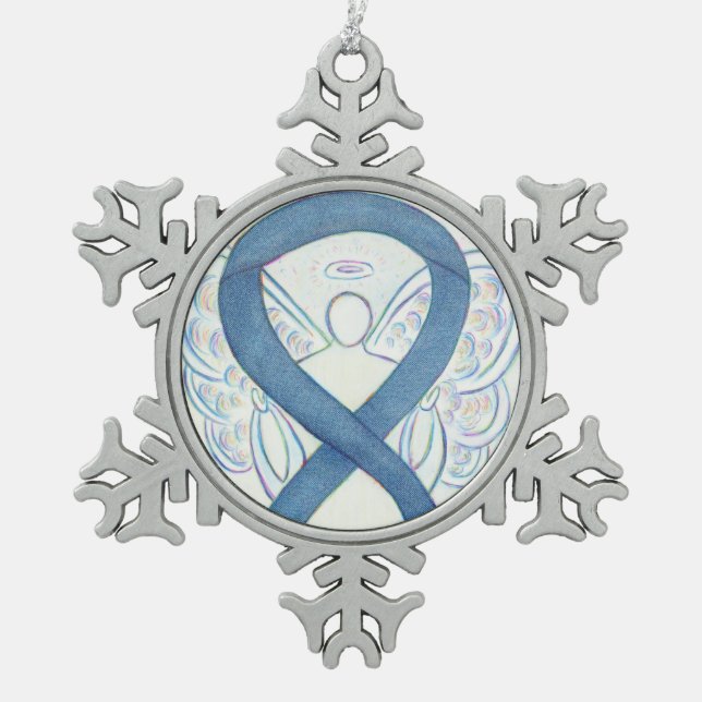 Flocon De Neige Denim Awareness Ribbon Angel Ornement (Devant)