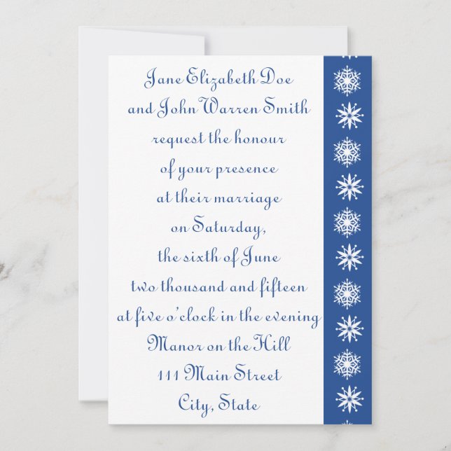 Flocon de neige d'hiver en Faire-part de mariage b (Devant)