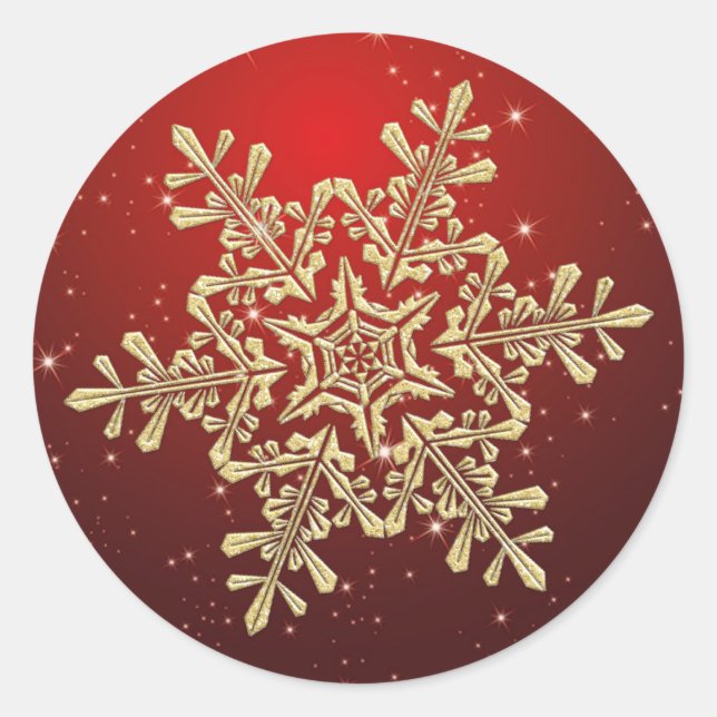 Flocon de neige doré sur un autocollant de Noël ro (Devant)