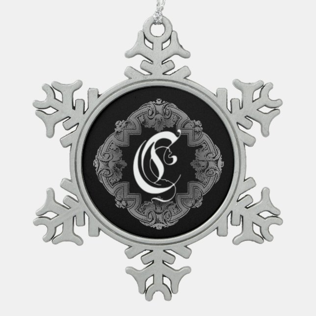 Flocon De Neige Élégant Goth Initial C Snowflake Ornement (Devant)