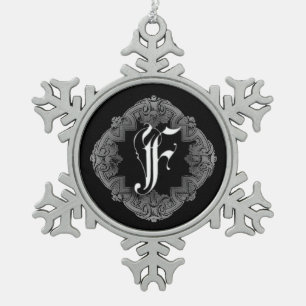 Flocon De Neige Élégant Goth Initial F Snowflake Ornement