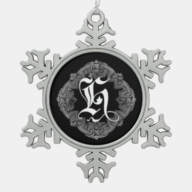 Flocon De Neige Élégant Goth Initial H Snowflake Ornement (Devant)