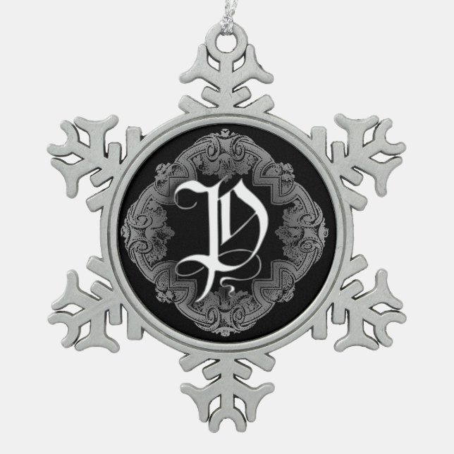 Flocon De Neige Élégant Goth Initial P Snowflake Ornement (Devant)