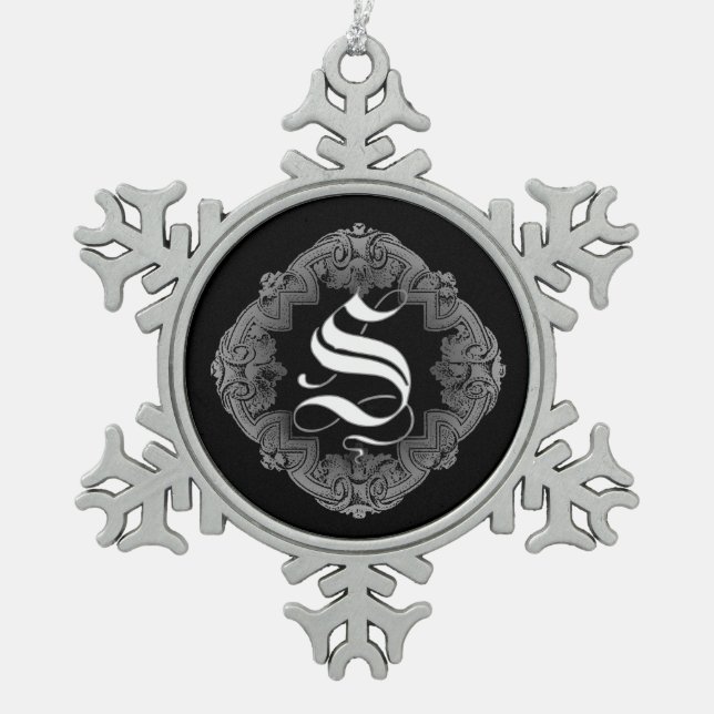 Flocon De Neige Élégant Goth Initial S Snowflake Ornement (Devant)