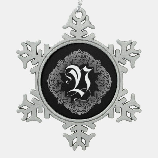 Flocon De Neige Élégant Goth Initial V Snowflake Ornement (Devant)