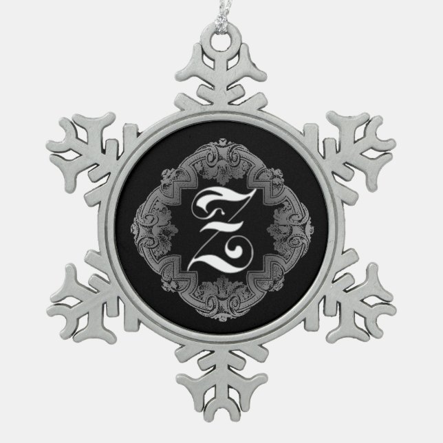Flocon De Neige Élégant Goth Initial Z Snowflake Ornement (Devant)