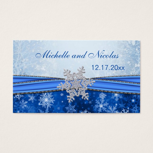 Flocon de neige en argent Faveur mariage Carte de  (Devant)