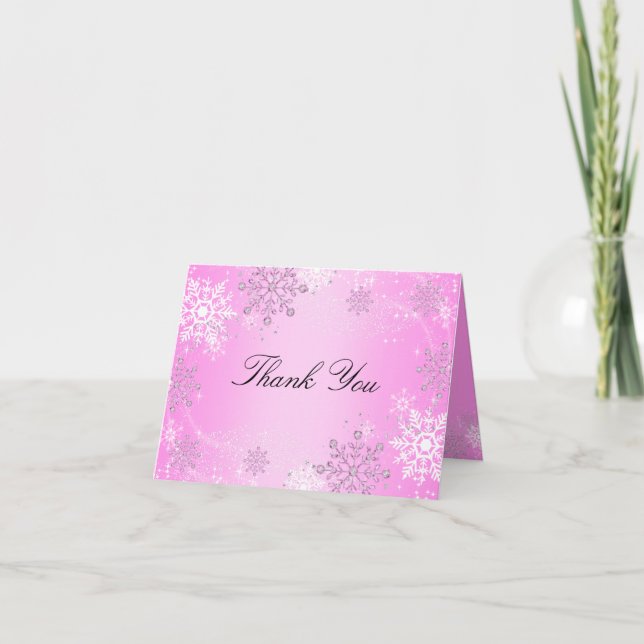 Flocon de neige en cristal rose Merci pour l'hiver (Devant)