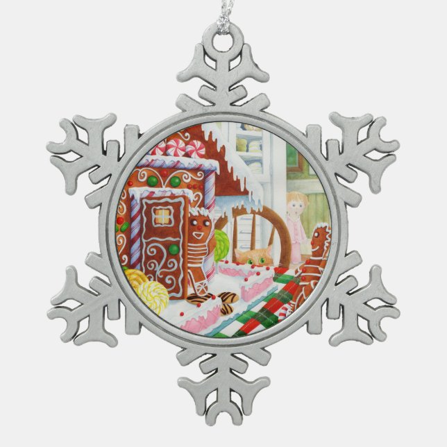 Flocon De Neige GINGERBREAD SURPRISE Pewer Snowflake Ornement (Devant)
