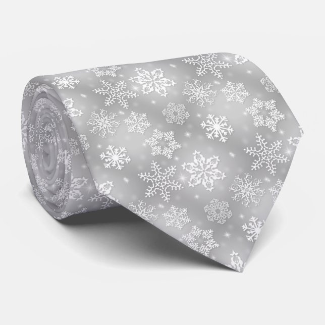Flocon de neige gris motif cravate de vacances (Roulé)
