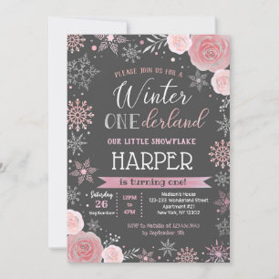 Flocon de neige hiver 1er anniversaire Invitations