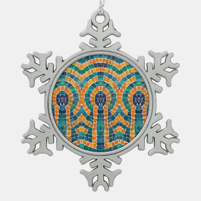 Flocon De Neige Icônes D'OR MOSAIC Pewers Snowflake Ornement (Devant)