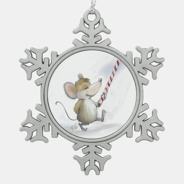 Flocon De Neige Joyeux Mouse Moe Pewer Snowflake Ornement (Devant)