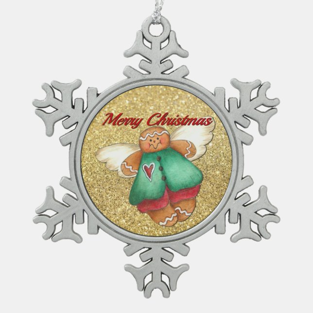Flocon De Neige Joyeux Noël Gingerbread Angel Ornement (Devant)