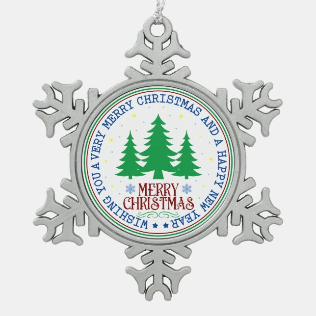 Flocon De Neige Joyeux Noël Joyeux Nouvel An Arbre Ornement (Devant)