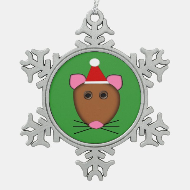 Flocon De Neige Joyeux Noël Mouse Ornement (Devant)