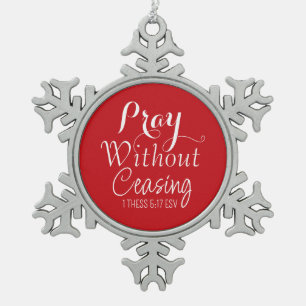 Flocon De Neige Joyeux Noël Prière Bible Verse Ornement Rouge