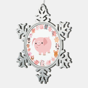 Flocon De Neige Mignonne cartonnerie Porc Mandala Ornement d'égout