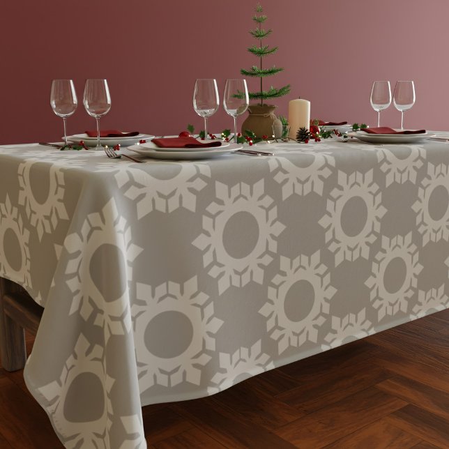 Flocon de neige moderne Gris Noël Nappe de Noël (A bold snowflake pattern tablecloth that makes your festive table!)