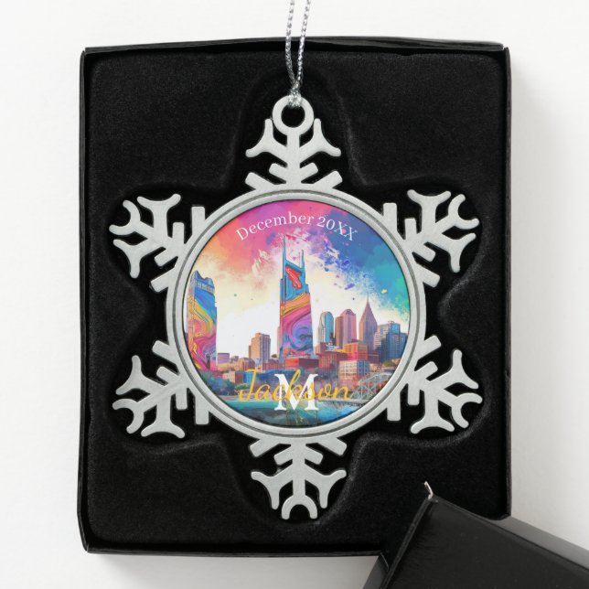 Flocon De Neige Nashville Snowflake Pewter Noël ornement (Boîte)
