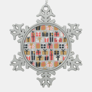 Flocon De Neige noël présente ornement en étain