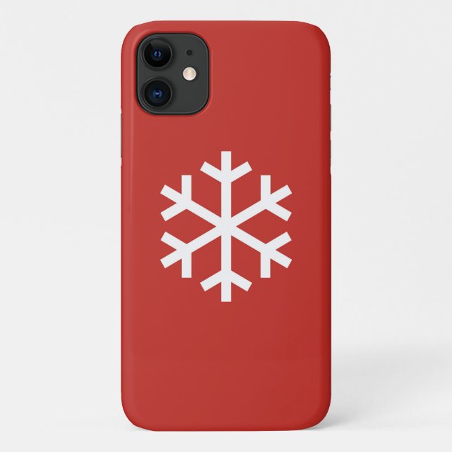 Flocon de neige Noël Rouge iPhone 11 Coque (Dos)