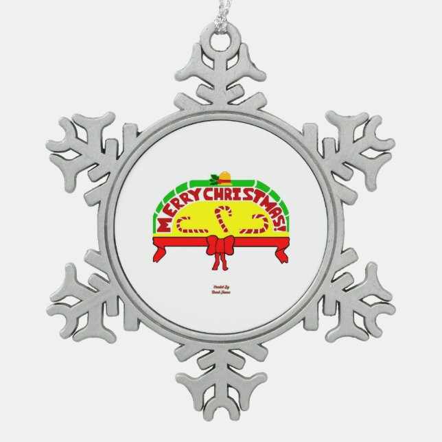 Flocon De Neige Noël Salutations Pewers Snowflake Ornement (Devant)