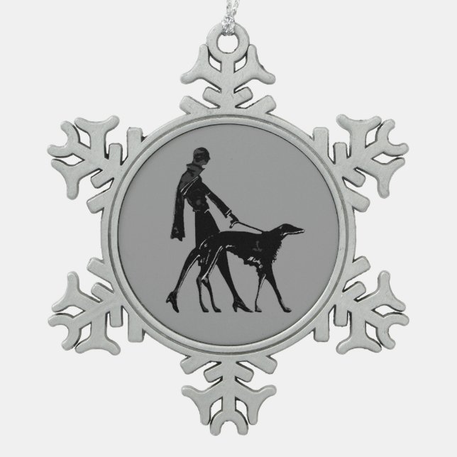 Flocon De Neige Ornement Barzoï Art déco (Devant)