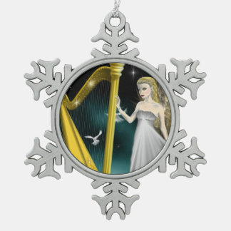 Flocon De Neige Ornement d'ange d'argent et d'or