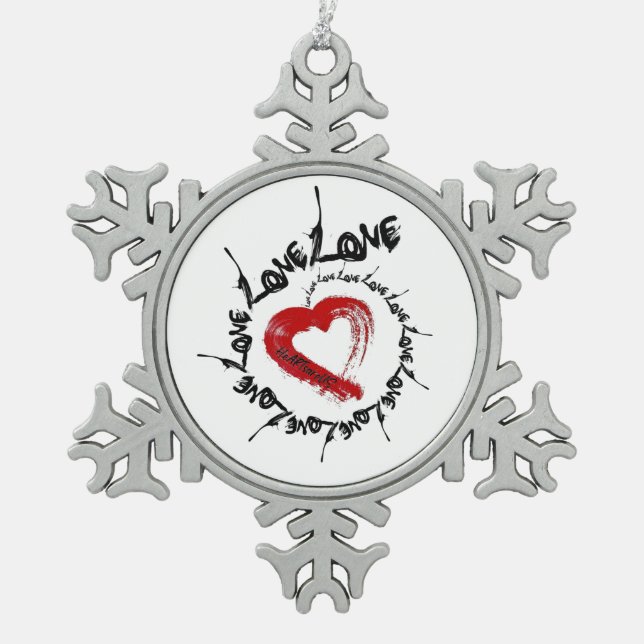 Flocon De Neige Ornement des Coeurs d'amour (Devant)