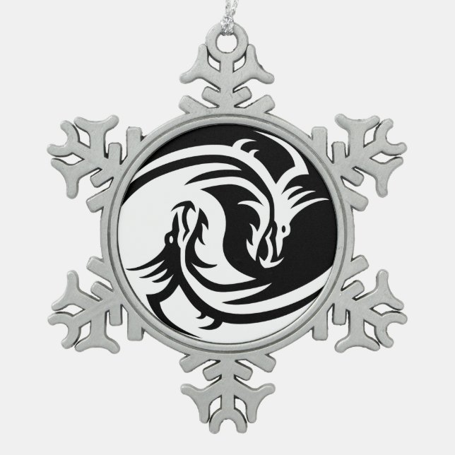 Flocon De Neige ornement des dragons du yin yang (Devant)