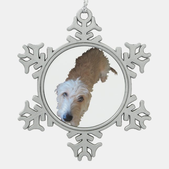 Flocon De Neige Ornement en étain Chien débraillé (Devant)