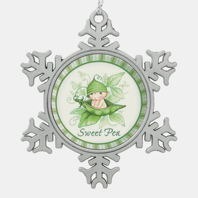 Flocon De Neige Ornement encadré Snowflake Sweet Pea (Devant)