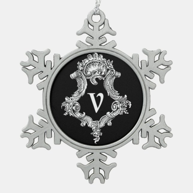 Flocon De Neige Ornement initial monogramme V (Devant)