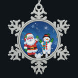 Flocon De Neige Ornement père Noël & Snowman Pewman Snowflake<br><div class="desc">Ornement père Noël & Snowman Pewman Snowflake</div>