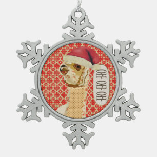 Flocon De Neige Ornement rose d'alpaga Ho Ho Ho