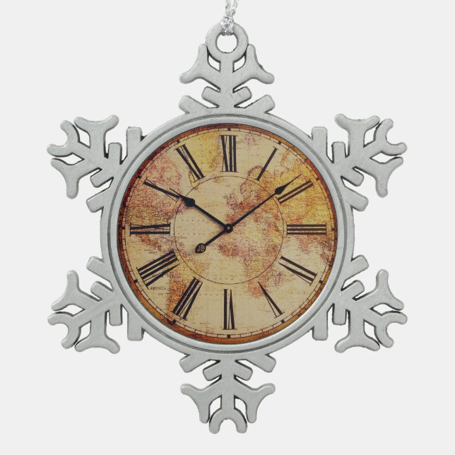 Flocon De Neige ornement vintage d'horloge (Devant)